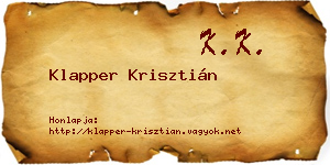 Klapper Krisztián névjegykártya